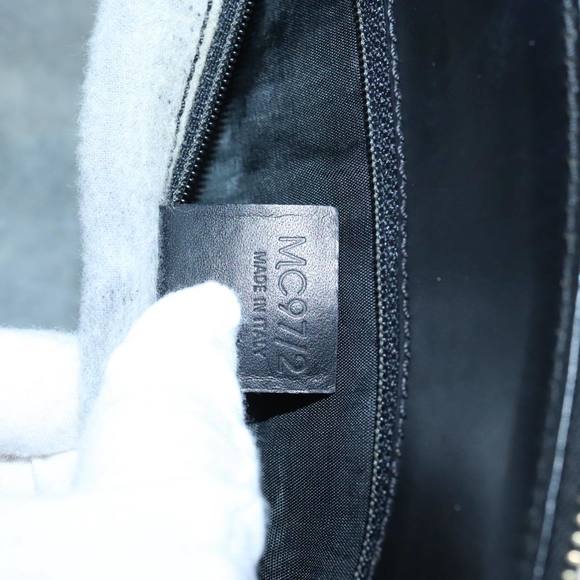 CELINE Macadam Canvas Hand Bag PVC Leather Black Gold Auth 91011 - Picture 12 of 16